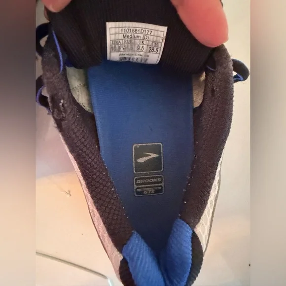 BROOKS Adrenaline GTS 14 Men’s Running Shoes Size 10.5 Silver Blue Support - Picture 12 of 13